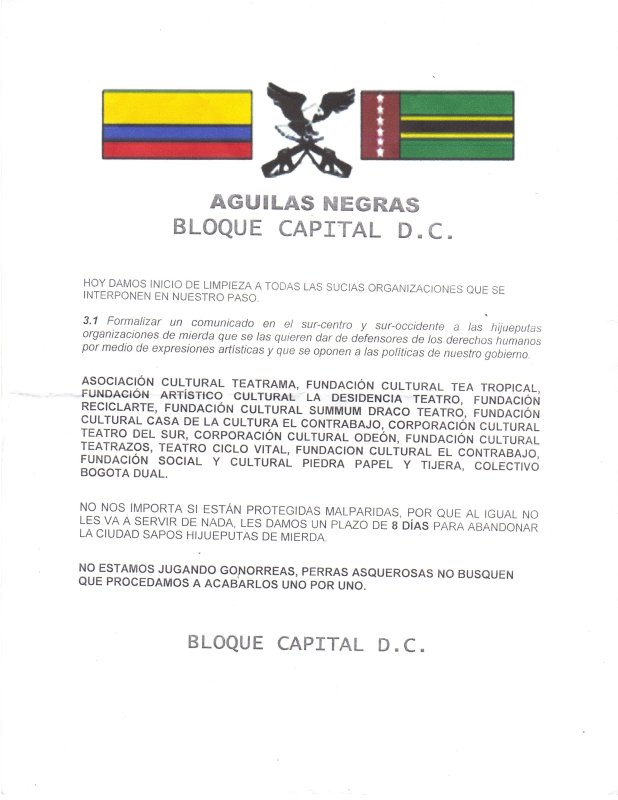Der Drohbrief der Aguilas Negras