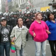Lehrerinnen bei Protestaktionen in Mexiko-Stadt. Foto: Cimac/Redes Sociales