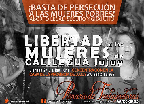 Flyer Protestaktion für die inhaftierten Frauen in Juyuy / mujerestrabajadoras.com.ar