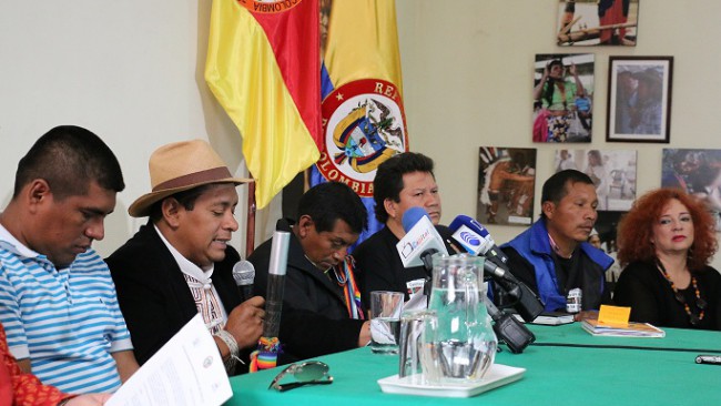 kolumbien pressekonferenz onic. Foto: Servindi