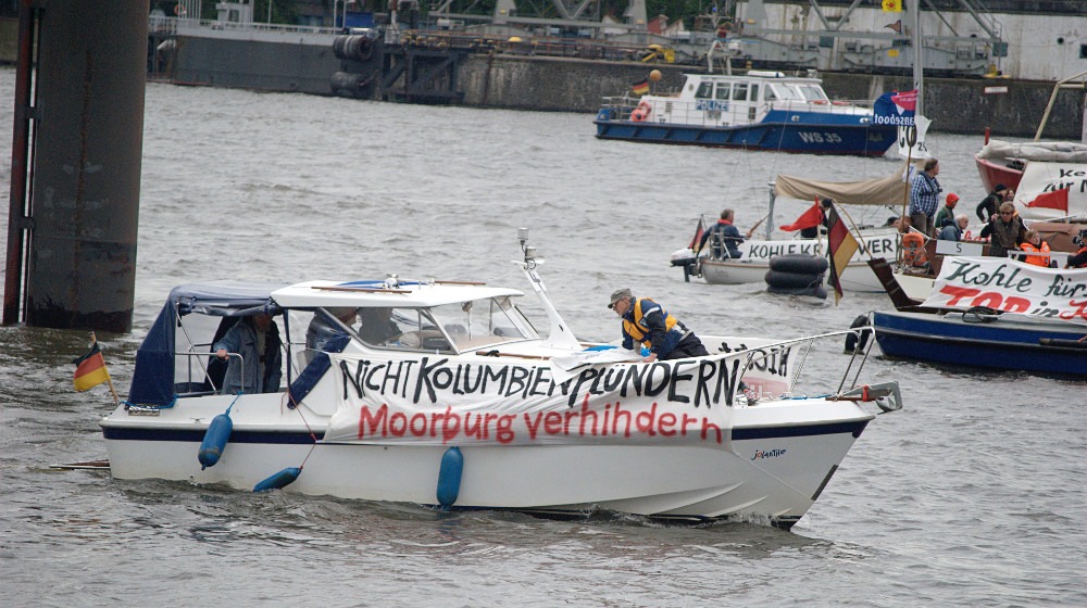 Protest im Hamburger Hafen. Foto: Jens Fischer