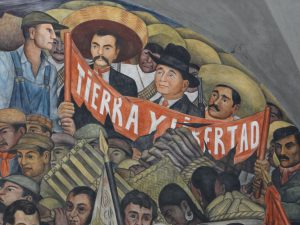 „Land und Freiheit“ (tierra y libertad): Emiliano Zapata und der Ruf nach . Ausschnitt des Wandbilds von Diego Rivera im Nationalpalast von Mexiko Stadt | Foto: Cbl62 (public domain)