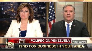 US-Rechtsaußenminister Mike Pompeo betonte am 1. Mai gegenüber Fox News erneut, dass die USA zu Militäraktionen gegen Venezuela bereit seien. Screenshot: Democracy Now