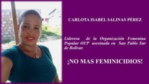Carlota Salinas engagierte sich für die Rechte der Frauen im bewaffneten Konflikt in Kolumbien und für die Frauenorganisation OFP. Foto: Desdeabajo.info