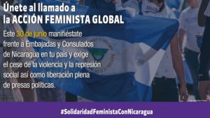 Aufruf zu internationaler feministischer Solidarität: Proteste gegen Nicaraguas Regierung vor den Botschaften weltweit / Foto: cimac/Twitter