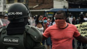 Szene der Proteste in Cali Ende April 2021. Foto: Colombia Informa