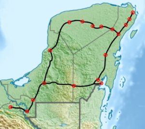 Die geplante Route des Tren Maya
Bild: Gabomiranda via wikimedia
CC BY-SA 4.0