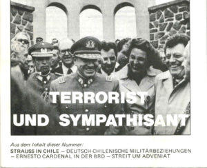 Revista "Lateinamerika Nachrichten" muestra Strauß en visita a Chile, 1978. Foto: LN