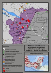 Die Konfliktzone im Grenzgebiet von Chiapas. Grafik aus dem von zivilgesellschaftlichen Organisationen veröffentlichten Bericht. Grafik: Desinformémonos
